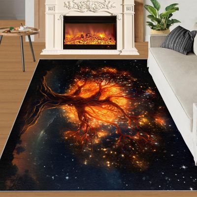 2x3 Flame Tree of Life Rug - Fire Tree Doormat Outdoor Entrance, Mystic Plant Laundry Room Carpet Non Slip Accent Throw Rugs for Bathroom Kitchen Sink Front Door