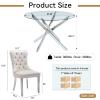47.2" Modern Silver Glass Dining Room Table Set for 6, 7-Piece Round Kitchen Dining Table Set with Cross Metal Legs & 6 Beige Velvet Upholstered Chairs, Glass Kitchen Table and Chairs Set of 6 view 2