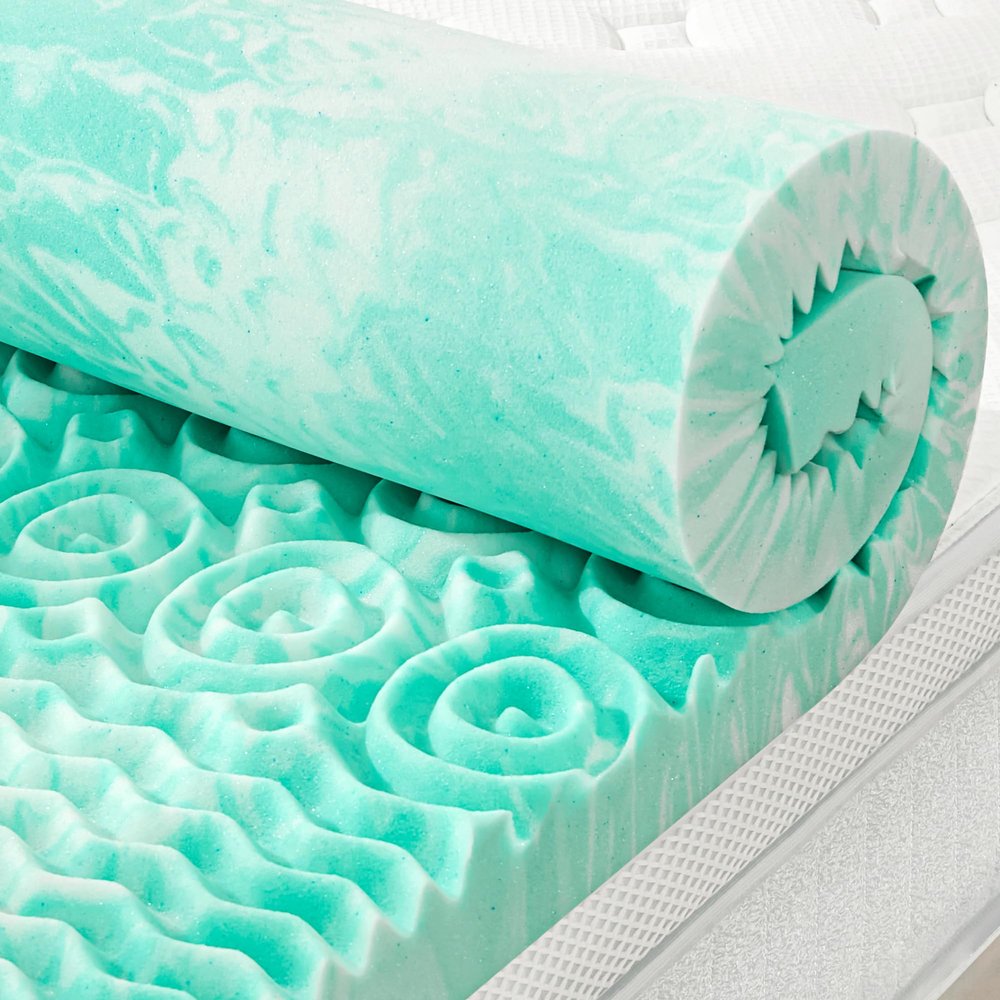 SINWEEK Mattress Topper 5-Zone Memory Foam Mattress Topper Pressure Relieve Soft Mattress Pad, CertiPUR-US Certified, 1.5 Inch Queen Size, Green