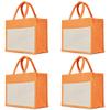 Jucobee Set of 4 Juco Tote Bags 9"x 12"x 6" Shopping, Travel, Beach Days, Weddings, Gifts Wine, Pink, Green, Orange (Orange) view 1