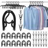 12Pcs Portable Travel Hangers for Cruise Ship Essentials 2026 with 24 Clips, Plastic Folding Foldable Hangers Clothes Drying Rack Travel Accessories for Suitcase, RV, Camping, Road Trip (Black) view 1