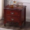 Bedroom Nightstand, Wood Bedside Table, Fully-Assembled Nightstand with 2 Drawers and Unique Base Design, Side Table Storage Cabinet with Metal Handles for Bedroom, Living Room(Reddish brown) view 1