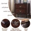 Bedroom Nightstand, Wood Bedside Table, Fully-Assembled Nightstand with 2 Drawers and Unique Base Design, Side Table Storage Cabinet with Metal Handles for Bedroom, Living Room(Reddish brown) view 3