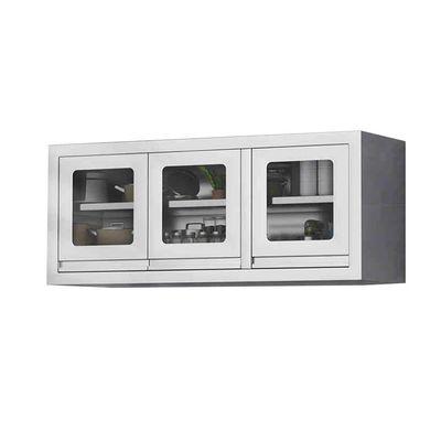 pujindu Stainless Steel Kitchen Wall Cabinet, Kitchen Cupboard With Sliding Doors, Heavy Duty Cabinet Shelf For Commercial Bars Garage(Silver-A,150x35x60cm)
