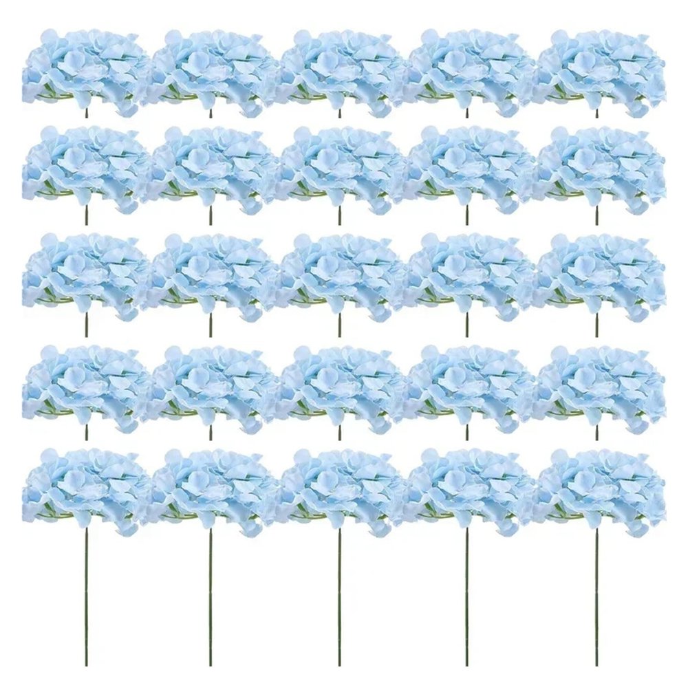 25PCS Hydrangea Artificial Flowers Silk Hydrangea Heads Flowers DIY Wedding Centerpiece Home Party Decoration(Blue)
