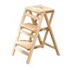 Step Ladder 3 Step Ladder Stool, Foldable Solid Wood Ladder, Portable Lightweight Stepladder with Anti-Slip Wide Pedal, Wide Step Stool for Library Office Home 330lbs Folding Step Stool(Wood) view 1