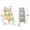 Step Ladder 3 Step Ladder Stool, Foldable Solid Wood Ladder, Portable Lightweight Stepladder with Anti-Slip Wide Pedal, Wide Step Stool for Library Office Home 330lbs Folding Step Stool(Wood) view 2