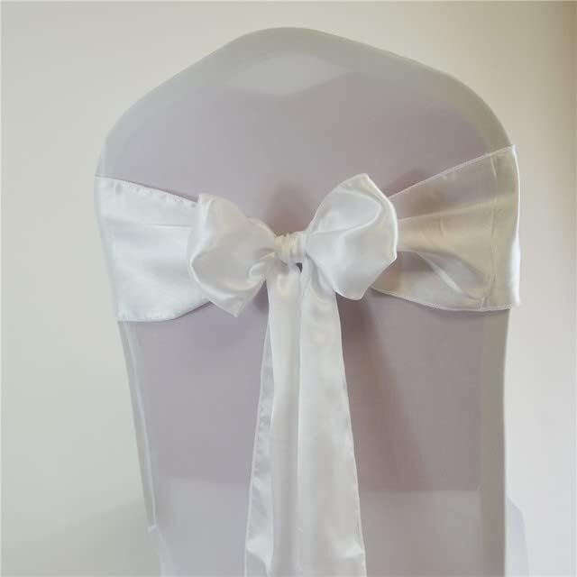 VGGBNG Wedding Chair Bows,Elegant Sashes, 10pcs Luxury Satin Bow Sash Wedding Chair Decoration Ribbon Band Craft Birthday Indoor/Outdoor Party Supplies(White)