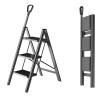 step ladder 3 Step/ 4 Step Ladder Folding Step Stool with Anti-Slip Wide Pedal and Retractable Handrail, Aluminum Portable Lightweight Step Stool for Adults Multi-Use for Home and Kitchen, Plant Stand view 1