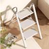 step ladder 3 Step/ 4 Step Ladder Folding Step Stool with Anti-Slip Wide Pedal and Retractable Handrail, Aluminum Portable Lightweight Step Stool for Adults Multi-Use for Home and Kitchen, Plant Stand view 4