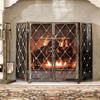 oaxroe Fire Place Screen Fireplace Screen Metal 4 Panels Gauze Safety Barrier Fireplace Net Spark Screen Hearth Door Interior Decorative Fireplace Screens Decorative Fireplace Screen(Black) view 3