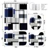 4 Pcs Navy Blue Geometric Bathroom Sets with Shower Curtain Set and Non-Slip Rugs for Bathroom, Navy Blue Black White Checkered Modern Bathroom Shower Curtain Sets with Rugs and Accessories view 2