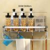 GAZOGJ Wall Mounted Spice Rack,304 Stainless Steel Hanging Spice Shelf With Towel Bar And Hooks Kitchen Storage Racks For Kitchen Wall,Silver-50cm view 2