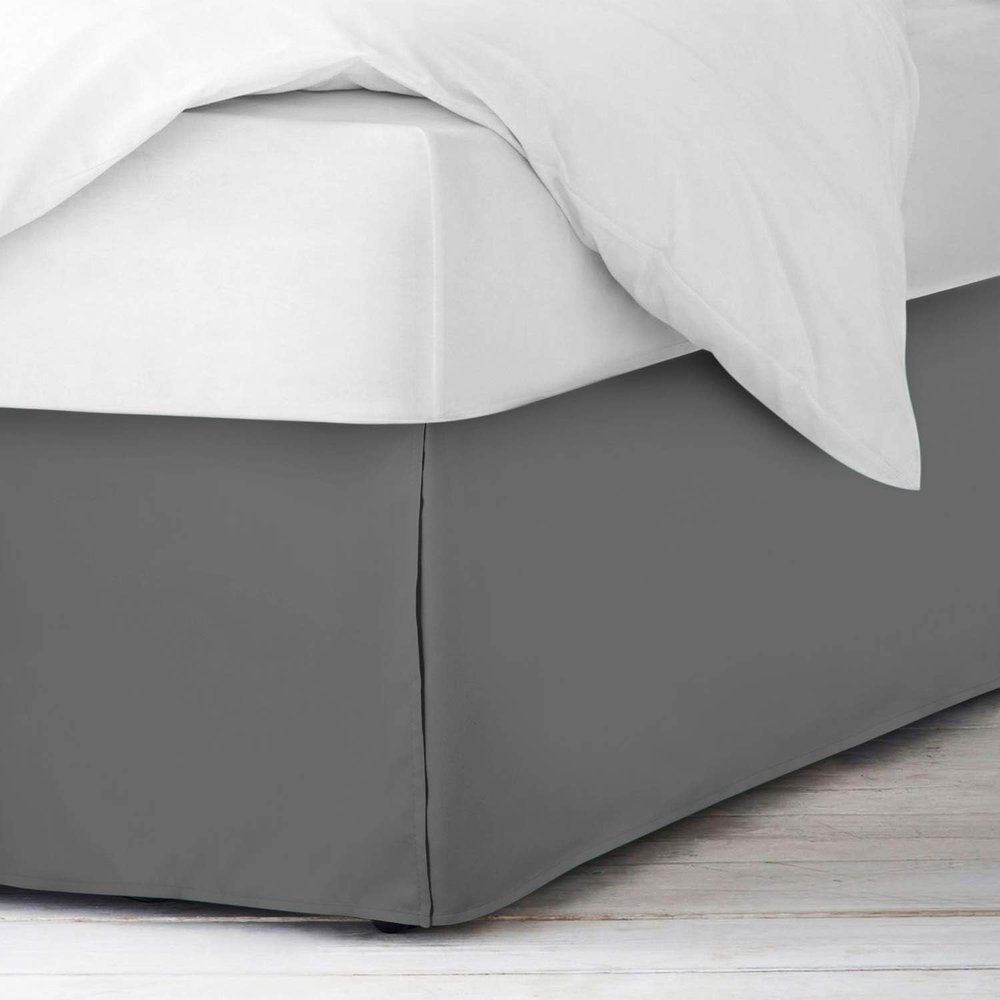 Luxury 600 Thread Count Egyptian Cotton Bed Skirt Full Size Split Corner Design, Dust Ruffle 54x75 Inches, 6 Inch Drop Dark Grey Solid