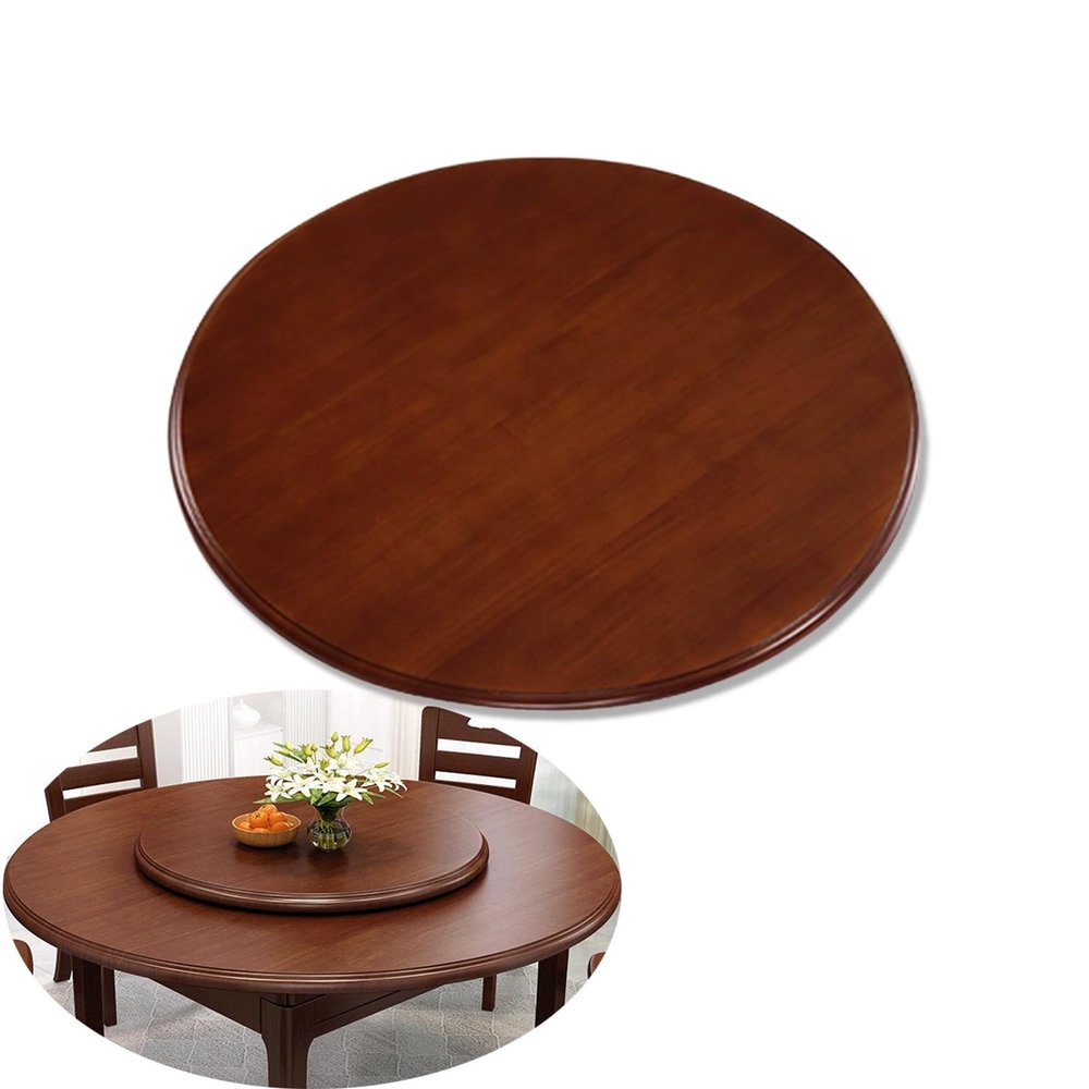 40 30 Inch Large Wooden Lazy Susan Rotating Serving Tray, Round Dining Table Turntable, Wood Tabletop Serving Plate 360 Smooth Rotating, Easy to Share Food(Walnut,110CM/43")