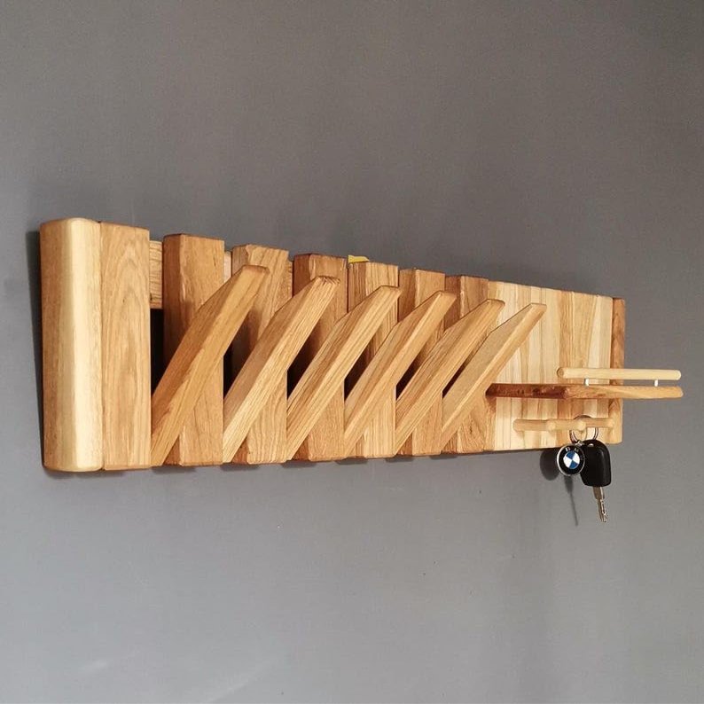 CXYREGNK Oak Wood Wall Mounted Piano Coat Rack,Flip Down Wall Coat Rack, Racks Mount, Wooden Hanger, Oak Wood Racks