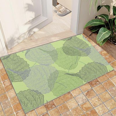 3x5 Entryway Rug - Leaf Rugs for Living Room Bedroom - Abstract Leaf Textured Rug - Washable Area Rugs - Bathroom Laundry Room Door Mat Entryway Carpet - Green