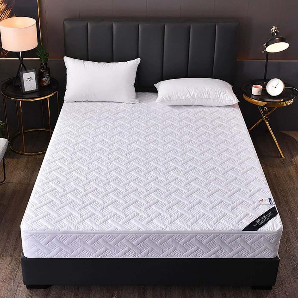 White,180x200+20cm(King),LDLCYCN Zippered Mattress Protector Double/King Size Customizable Non Slip Quilted Mattress Cover Breathable Mattress Encasement Mattress Topper for Bedroom Hotel Homestay