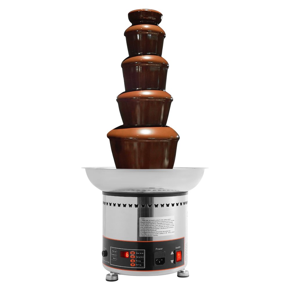 5 Tier Commercial Chocolate Fountain Machine 8.8LBS, Digital Temperature Control Stainless Steel Melting Fountain for Weddings Parties Events 300W