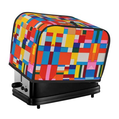 2 slice Toaster Cover, Colorful Square Print Bread Machine Covers with Pockets for Kitchen Counter 11.4''x7.9''x7.5''