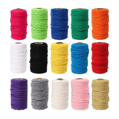 OZWANY 2mm 100M Macrame Cord,Natural Cotton Twisted Soft Macrame Rope for Artworks,Wall Hanging,Plant Hangers,Handmade Crafts, Knitting(05 Light Pink)