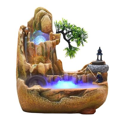eexbz Water Fountains Indoor Mountain Water Fountain Ornaments Water Wheel Indoor Living Room Desktop Office Landscape Decorations Tabletop Fountain