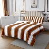 Brown Stripe Bedspread Twin Size, Stripes Lines Patchwork Coverlet Set 2pcs, Abstract Geometric White and Brown Quilted Coverlet with 1 Pillowcase, Kids Boys Girls Room Decor, Soft Bedding Quilt view 4