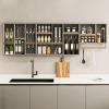 EHVYBDX Wall Cabinet Kitchen, Storage Cabinet Wall Mounted Organizer, Heavy Duty Open Wine Display Shelf for Bathroom Dining Room Living Room Decorative view 2