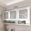 EHVYBDX Kitchen Wall Cabinet, Stainless Steel Double Door Storage Shelf with Adjustable Shelves, Wall-Mounted Cabinet for Living Room Kitchen Bathroom view 2