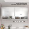 EHVYBDX Kitchen Wall Cabinet, Stainless Steel Double Door Storage Shelf with Adjustable Shelves, Wall-Mounted Cabinet for Living Room Kitchen Bathroom view 3