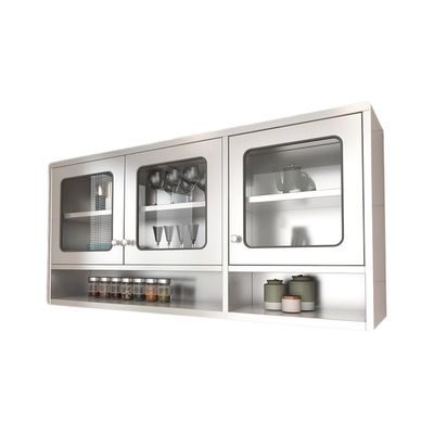 EHVYBDX Modern Stainless Steel Wall Mounted Kitchen Cabinet with Adjustable Shelves for Living Room and Bathroom Storage Double Door Shelf Unit