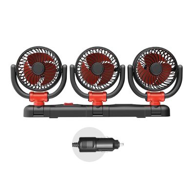 Monghuis Multifunctional Three Headed Fan For Vehicles And Homes With 360 Degree Rotation Efficient Air Circulation In Any Space