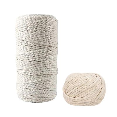 OZWANY 2-100M Macrame Cotton Cord Thread for Handmade Natural Cotton Macrame Rope DIY Craft Knitting Making Plant Hangers Wall Hangings(5mm 10meter)