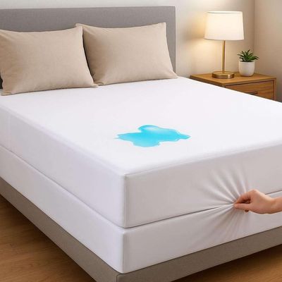 Queen Mattress Encasement, Premium Zippered Six-Sided Cover, Fits 15-Inch Mattress - 100% Waterproof, Noiseless and Absorbent, Machine Washable - White
