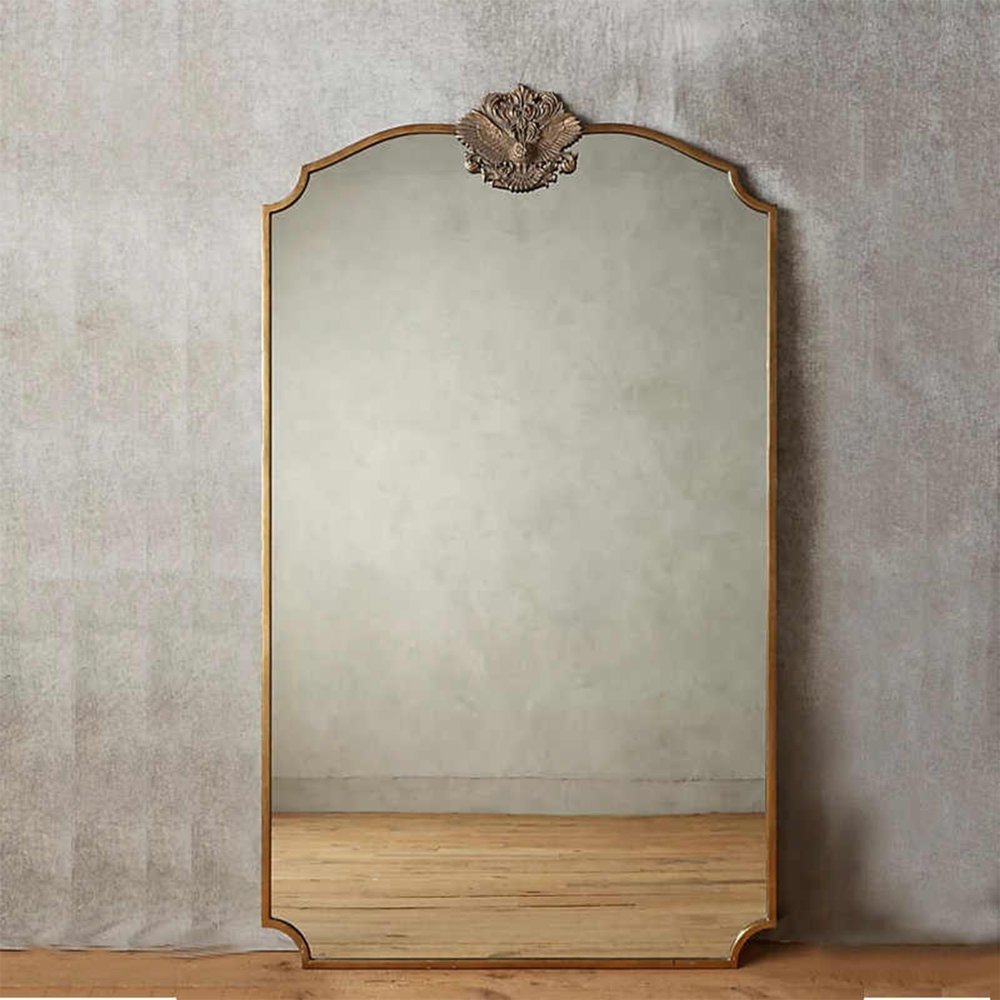 Full Length Mirror - Arch Floor Mirrors with Wooden Frame Free-Standing Wall Mounted or Leaning Large Bedroom Dressing Mirror 80 * 100CM