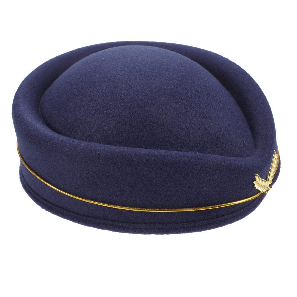 Homoyoyo Blue Woolen Flight Attendant Hat for Halloween Season Cosplay