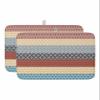 Bohemian Drying Mats for Kitchen Counter 2 Pcs, Blue Red Black Geometric Stripes Microfiber Absorbent Dish Drainer/Rack Mat,Reversible Hangding Quick Drying kitchen Decor,18x24 Machine Washable view 1