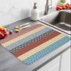 Bohemian Drying Mats for Kitchen Counter 2 Pcs, Blue Red Black Geometric Stripes Microfiber Absorbent Dish Drainer/Rack Mat,Reversible Hangding Quick Drying kitchen Decor,18x24 Machine Washable view 2