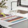 Bohemian Drying Mats for Kitchen Counter 2 Pcs, Blue Red Black Geometric Stripes Microfiber Absorbent Dish Drainer/Rack Mat,Reversible Hangding Quick Drying kitchen Decor,18x24 Machine Washable view 3