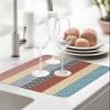 Bohemian Drying Mats for Kitchen Counter 2 Pcs, Blue Red Black Geometric Stripes Microfiber Absorbent Dish Drainer/Rack Mat,Reversible Hangding Quick Drying kitchen Decor,18x24 Machine Washable view 4