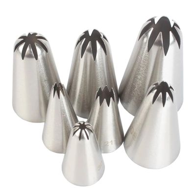 HDNSAUD 7pcs Cookies Tip Cream Decorating Tip Sets Pastry Tools Stainless Steel Piping Icing Nozzle Cupcake Head Dessert