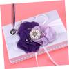 Alipis Wedding Ring Pillow and Flower Basket Set, 4pcs Satin view 3