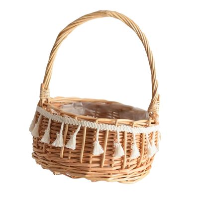 MAGICLULU Flower Girl Rattan Basket Elegant Woven Petal Storage for Weddings Outdoor Events Versatile Decorative Container for Flowers Treats Stylish Design