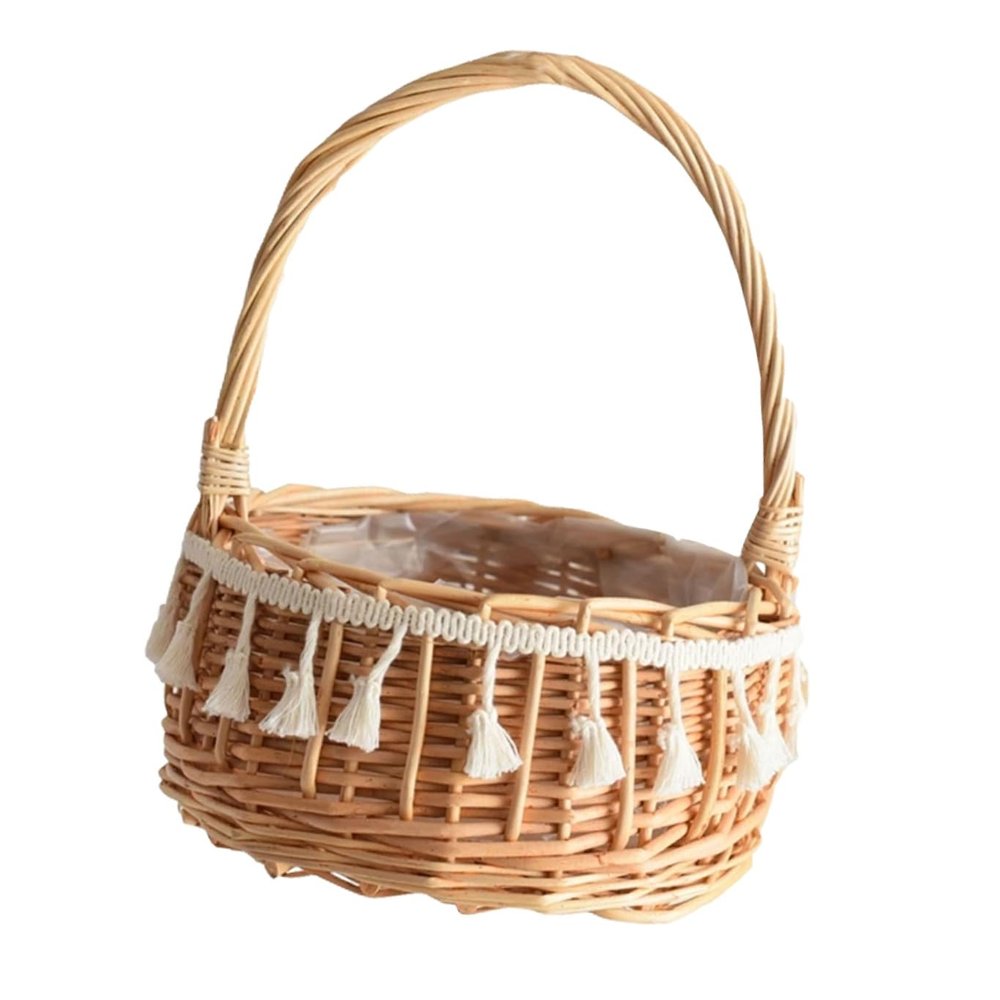 MAGICLULU Flower Girl Rattan Basket Elegant Woven Petal Storage for Weddings Outdoor Events Versatile Decorative Container for Flowers Treats Stylish Design