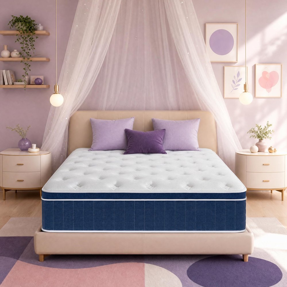King Size Mattress 14 Inch Memory Foam Hybrid Mattress in a Box with Individually Pocketed Springs for Pressure Relief Medium Firm Feel Strong Edge Support Motion Isolation Bed in Box 180 Night Trial