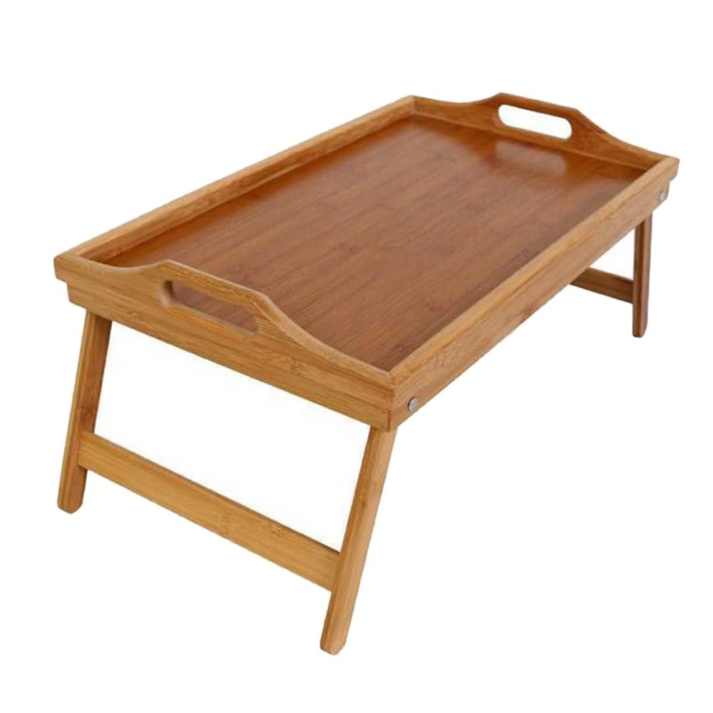 Foldable Bamboo Serving Tray Reading Table for Laptop and Tablets
