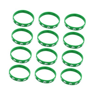 KOMBIUDA 12pcs Green Patrick's Day Bracelet Wristbands Bulk for Women Men Party Supplies