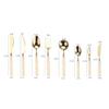 Acrylic Handle Kitchen Stainless Steel Silverware Tableware Flatware Cutlery Set Steak Knife Fork Spoon Teaspoon (Beige white gold,Round knife - 6 pieces) view 2