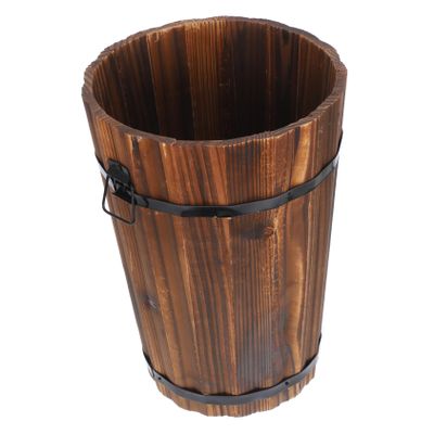 Happyyami Farmhouse Wooden Umbrella Holder Sturdy Space-saving Umbrella Storage Rack for Entryway Office and Hotel Vintage Design for Canes and Walking Sticks