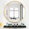 23.62in, 27.56in, 29.92in, 38.58in Round Vanity Mirror, Metal Frame Bathroom Mirror, Wall Mounte Makeup Mirror, Explosion-Proof/Shatter-Proof, for Living Room Bathroom Bedroom Fireplace(Gold,90cm/38.5 view 1